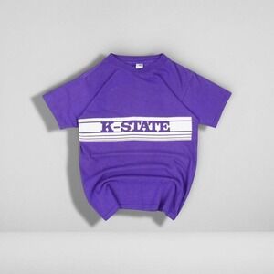 Vintage Kansas State Wildcats T-Shirt USA Single Stitch Purple 80s 90s Medium
